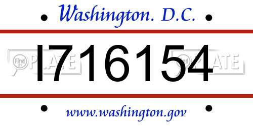 I716154 District Of Columbia License Plate