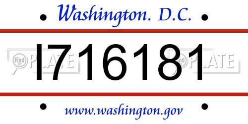 I716181 District Of Columbia License Plate