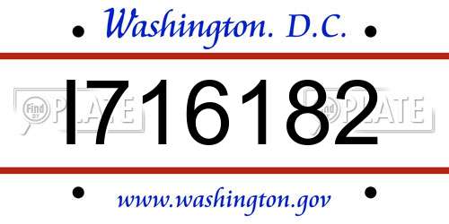 I716182 District Of Columbia License Plate