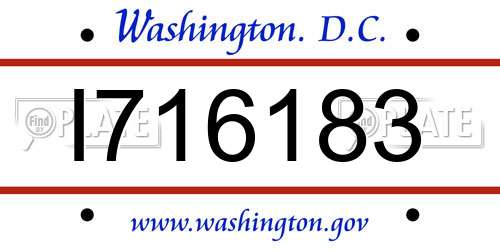 I716183 District Of Columbia License Plate