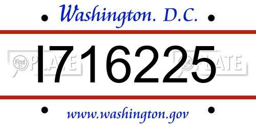 I716225 District Of Columbia License Plate