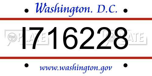 I716228 District Of Columbia License Plate