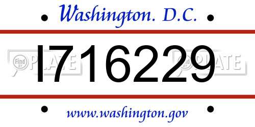 I716229 District Of Columbia License Plate