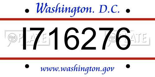 I716276 District Of Columbia License Plate