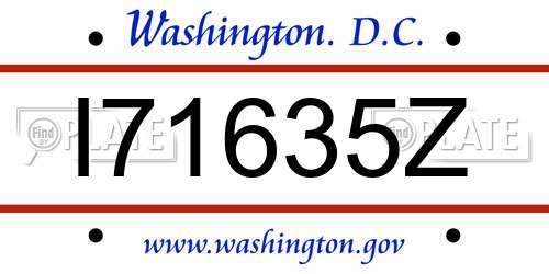 I71635Z District Of Columbia License Plate