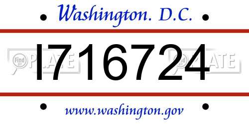 I716724 District Of Columbia License Plate