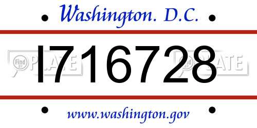 I716728 District Of Columbia License Plate