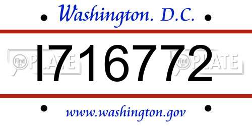 I716772 District Of Columbia License Plate