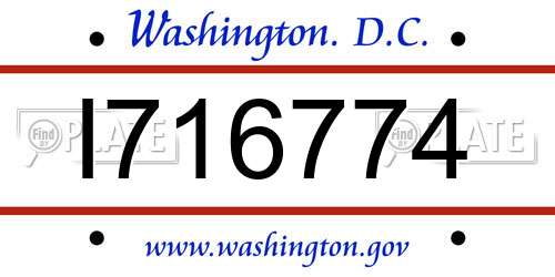 I716774 District Of Columbia License Plate