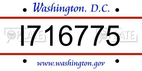 I716775 District Of Columbia License Plate