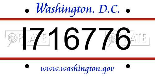 I716776 District Of Columbia License Plate