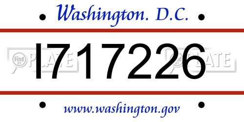 I717226 District Of Columbia License Plate