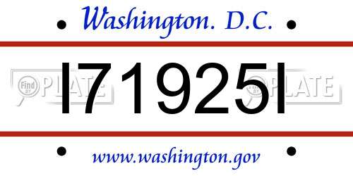 I71925I District Of Columbia License Plate