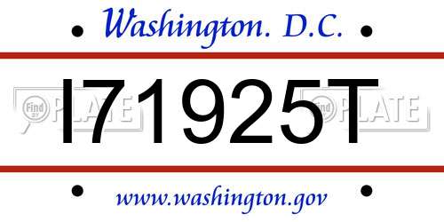 I71925T District Of Columbia License Plate