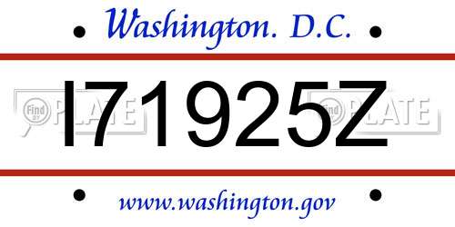 I71925Z District Of Columbia License Plate