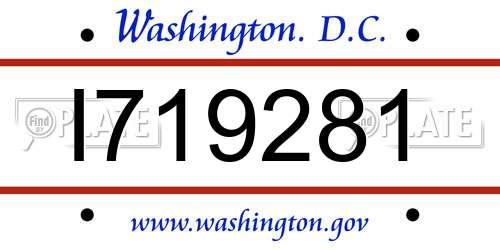 I719281 District Of Columbia License Plate