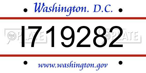 I719282 District Of Columbia License Plate