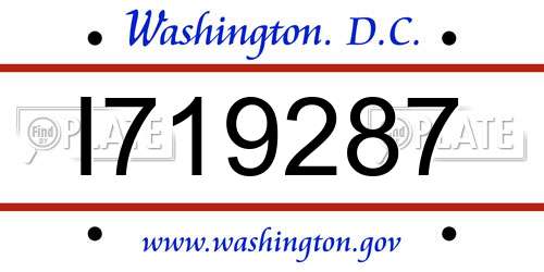 I719287 District Of Columbia License Plate