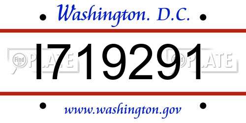 I719291 District Of Columbia License Plate