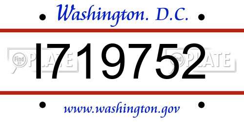 I719752 District Of Columbia License Plate