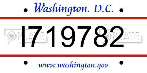 I719782 District Of Columbia License Plate