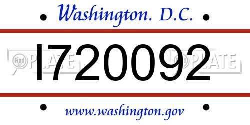 I720092 District Of Columbia License Plate