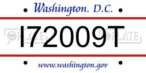 I72009T District Of Columbia License Plate