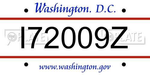 I72009Z District Of Columbia License Plate