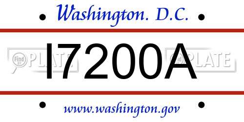 I7200A District Of Columbia License Plate