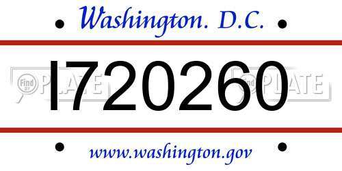 I720260 District Of Columbia License Plate