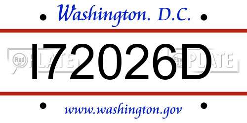 I72026D District Of Columbia License Plate