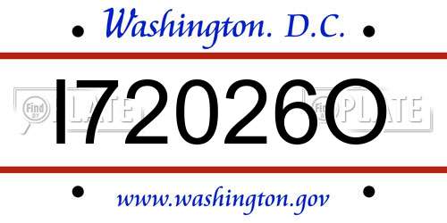 I72026O District Of Columbia License Plate