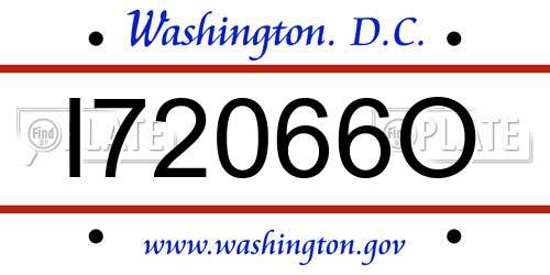 I72066O District Of Columbia License Plate