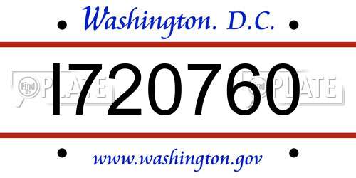 I720760 District Of Columbia License Plate