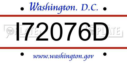 I72076D District Of Columbia License Plate