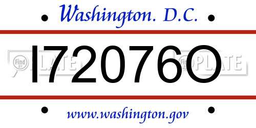 I72076O District Of Columbia License Plate