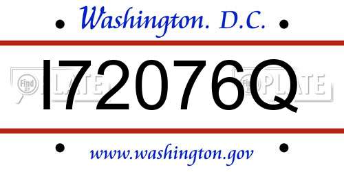 I72076Q District Of Columbia License Plate