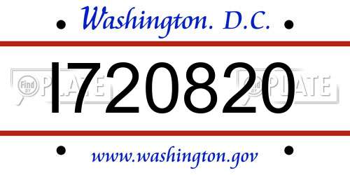 I720820 District Of Columbia License Plate