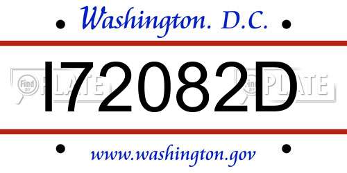 I72082D District Of Columbia License Plate