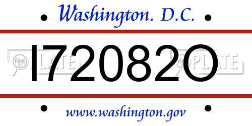 I72082O District Of Columbia License Plate