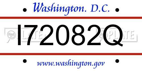 I72082Q District Of Columbia License Plate
