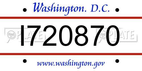 I720870 District Of Columbia License Plate