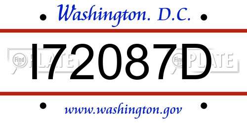 I72087D District Of Columbia License Plate