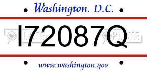 I72087Q District Of Columbia License Plate
