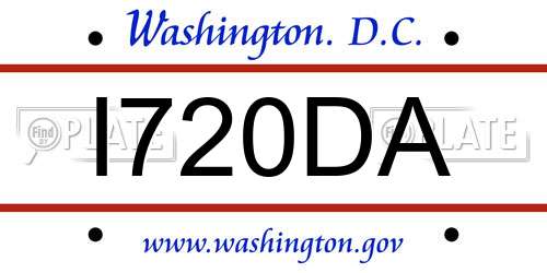 I720DA District Of Columbia License Plate