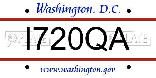 I720QA District Of Columbia License Plate