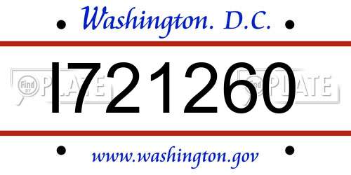 I721260 District Of Columbia License Plate