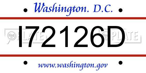 I72126D District Of Columbia License Plate