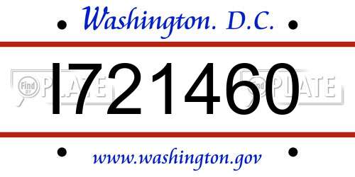 I721460 District Of Columbia License Plate