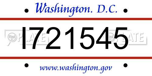 I721545 District Of Columbia License Plate